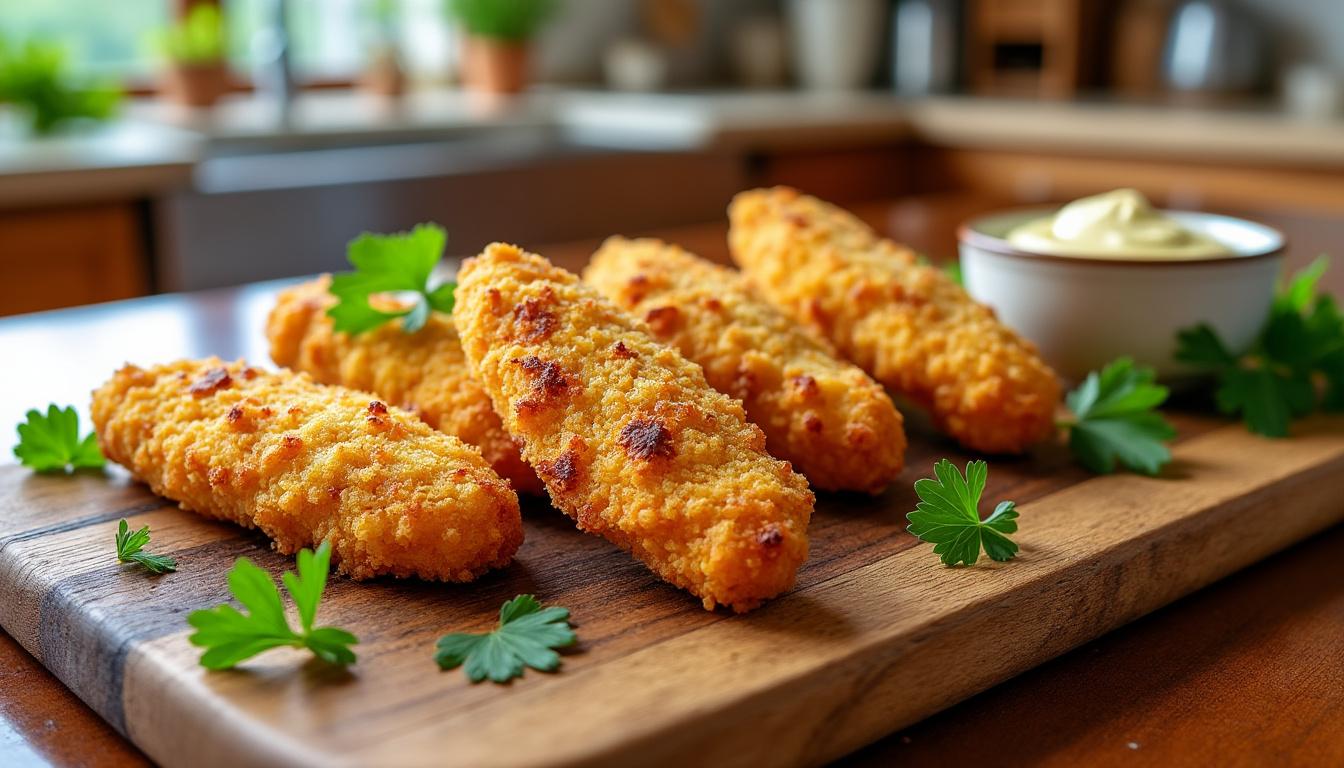 découvrez notre recette facile et gourmande de tenders de poulet au parmesan, parfaite pour régaler toute la famille en un rien de temps.